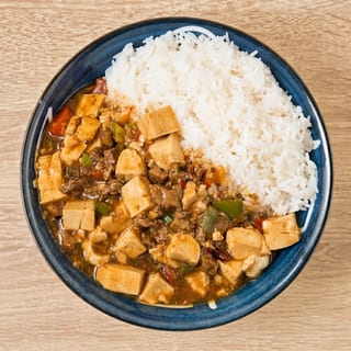 Mapo Tofu with Minced Beef Over Rice