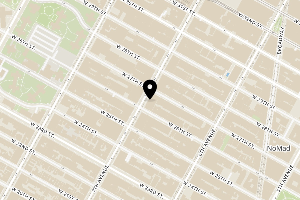 Map showing the location of Emperor Dumpling 7th Ave on 293 7th Ave in New York